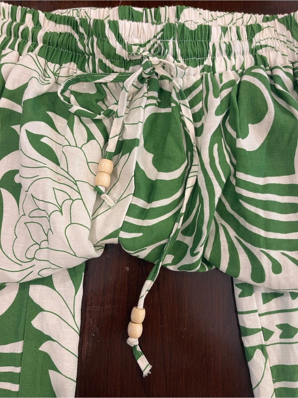 C&C California Green White Tropical Linen Blend Wide Leg Pants M Pull On NWT - Picture 7 of 14